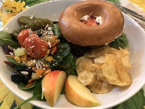 Thai lemongrass bagel. Liked how different it was than the usual patties. at Sky Blue Cafe in Bath