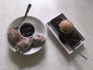 Banana donuts and dark choc brownie at Suncraft in Bristol