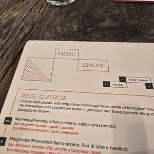 Vegan labelled on menu at Amuni in Bruges