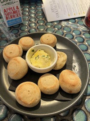 Vegan dough balls with vegan garlic-parsley butter. Yum!  at Pizza Express - Liverpool Street in London