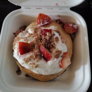 Strawberry shortcake at Cinnaholic in Winnipeg