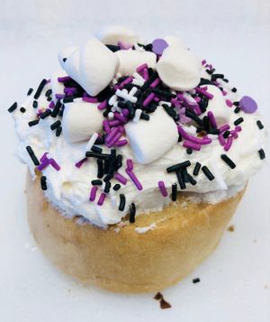Marshmallow Frosting, Mini Marshmallows & Rainbow Sprinkles! at Cinnaholic in Winnipeg