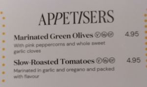 Menu as of January 2025 at Milano - Temple Bar in Dublin