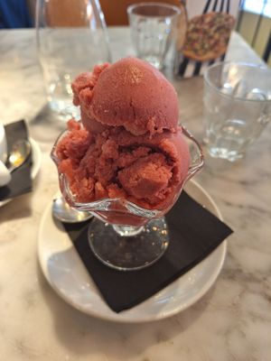 Raspberry sorbet at Milano - Temple Bar in Dublin