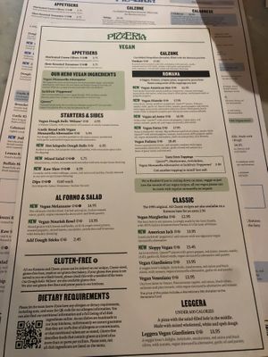 Separate vegan menu   at Milano - Grand Canal Harbour in Dublin