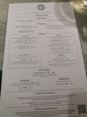 Vegan menu at Milano - Grand Canal Harbour in Dublin