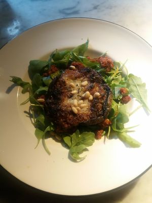 Garlic mushroom with smoky harrisa at Milano - Grand Canal Harbour in Dublin