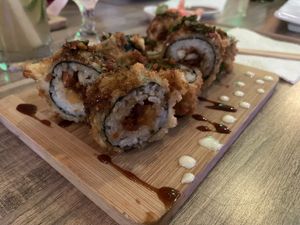 Vegan tempura roll with mushrooms, avocado, ...  at Kokoa Sushi Wok in Cartagena