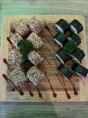 Quinoa roll and Wakame roll (vegan options)  at Kokoa Sushi Wok in Cartagena