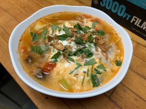 Tom yum soup with mixed mushroom at Asian Gourmet in Melbourne