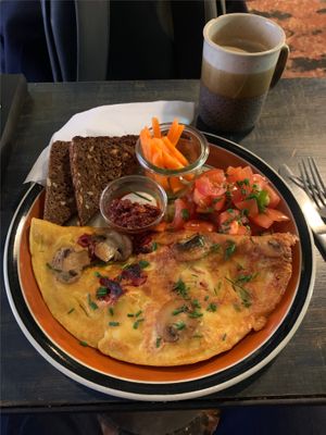 Vegan omelette  at Petról in Copenhagen