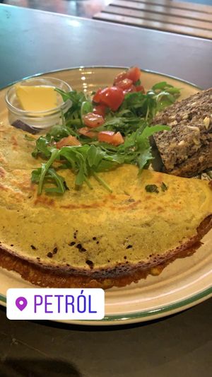 Vegan omelette  at Petról in Copenhagen
