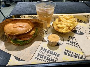 Veganizer Burger with french fries   at Vincent - Mercado Center in Hamburg