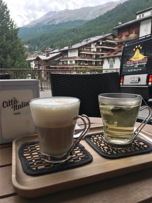 Soy milk latte  at Cup's Italian Coffee House in Zermatt