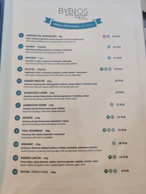 Hot Mezze at Byblos Mezza House in Slupsk