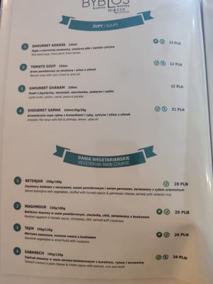 Soups and Vegetarian Mains at Byblos Mezza House in Slupsk