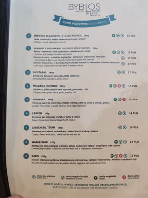 Cold Mezze at Byblos Mezza House in Slupsk