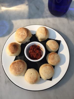 Vegan dough balls with harissa dip at Pizza Express in Ely