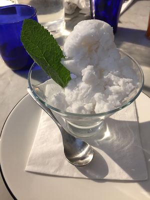 Coconut sorbet at Pizza Express in Ely