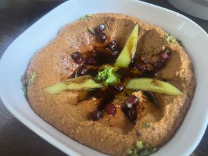 Delicious spicy ( a good kick!) muhammara  at Al Sham in Dushanbe