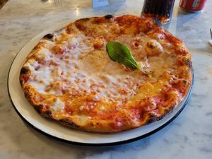Vegan pizza margherita at Pizza Express - Euston Rd in North West London