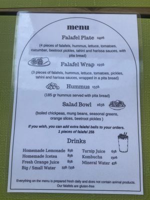 Menu  at Kaş Gurme Falafel in Kas