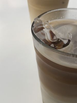 Iced coffee with oat milk  at Creme Cafe in Lanzarote