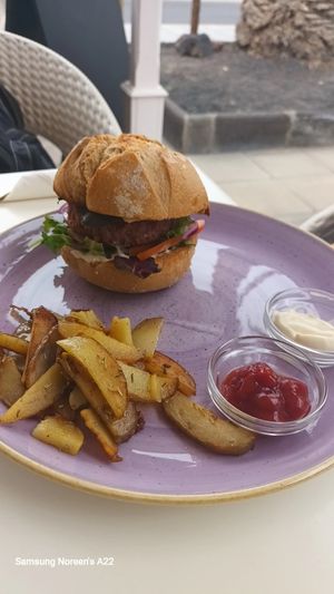 Beyond burger my veggie partner loved. at Creme Cafe in Lanzarote