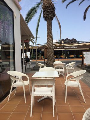 Table outside  at Creme Cafe in Lanzarote