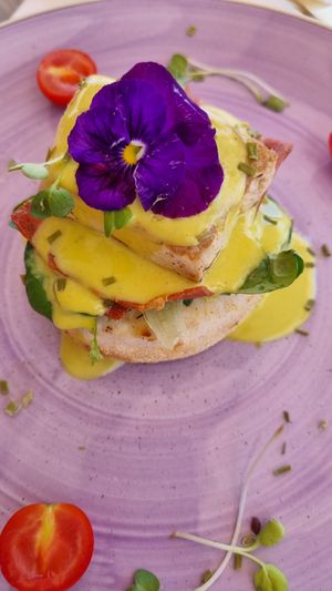 vegan eggs benny at Creme Cafe in Lanzarote