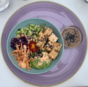 Vegan Buddha bowl  at Creme Cafe in Lanzarote