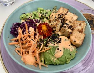 Vegan Buddha bowl  at Creme Cafe in Lanzarote