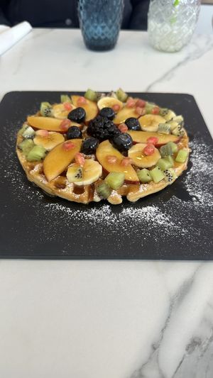 Dessert 🤤 - Fruit and Maple waffles  #Veganuary at Creme Cafe in Lanzarote