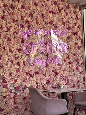 Pastel interior   at Creme Cafe in Lanzarote