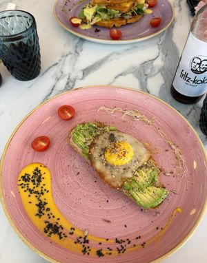 The vegan fried egg from above. It was so delicious I had to share it twice for you :) at Creme Cafe in Lanzarote