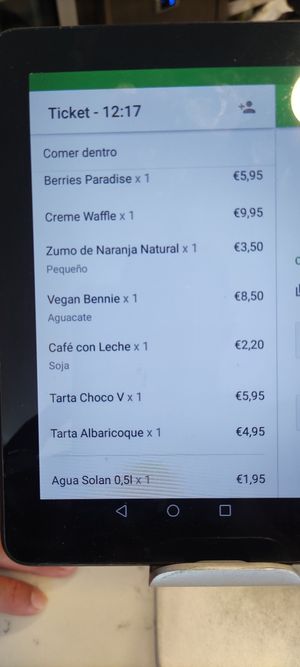 Cuenta at Creme Cafe in Lanzarote