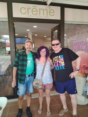 Meeting up with Martin again, friends since 2019. at Creme Cafe in Lanzarote