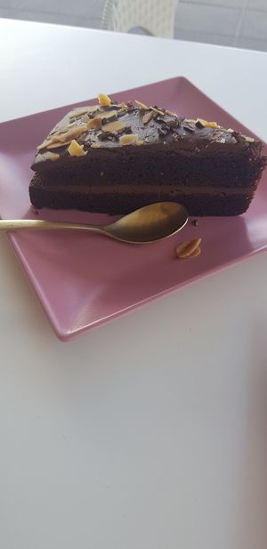 Chocolate cake at Creme Cafe in Lanzarote