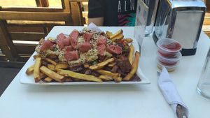 Chorrillana vegana #Veganuary at Vegan Dealer in Santiago