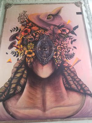 Ceiling art at Vegan Dealer in Santiago