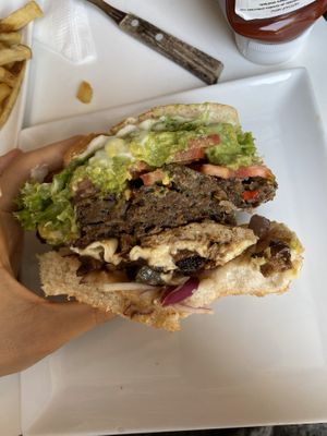 Largest burger I’ve ever had  at Vegan Dealer in Santiago
