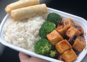 General Tso Tofu and Spring Rolls at Ye's Asian Vegan Kitchen in Hilliard