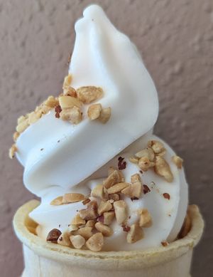 almond milk with crushed peanuts at Frenzi Frozen Yogurt in Gresham