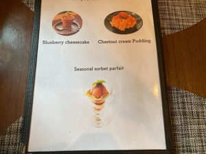 Dessert Menu at Saido in Tokyo