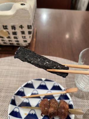 After I finished the yakitori, the waiter came by and let me know that the charcoal was edible 🤯  at Saido in Tokyo