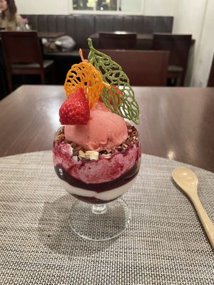 Seasonal sorbet parfait - it was the weakest part of the meal but still good  at Saido in Tokyo
