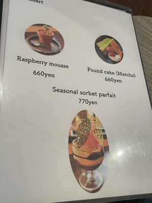 Desserts menu    at Saido in Tokyo