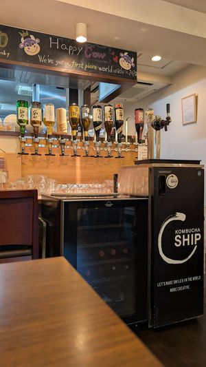 Beer and kombucha on tap at Saido in Tokyo