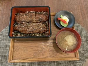 Vegan "eel bowl“ lunch set at Saido in Tokyo