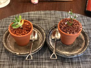 Can you tell which is the dessert and which is the plant decor?  at Saido in Tokyo